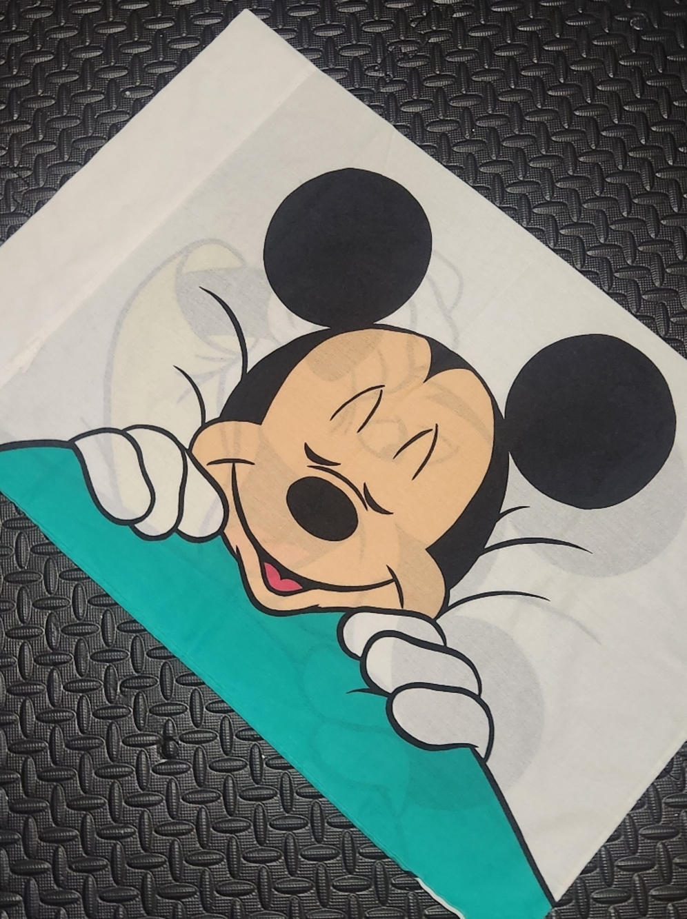 Vintage 90s Disney Mickey Mouse Pillowcase Double Sided Classic Mickey